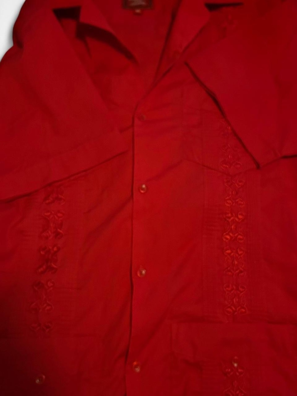 Maximos Bright Red Embroidered Dress Shirt